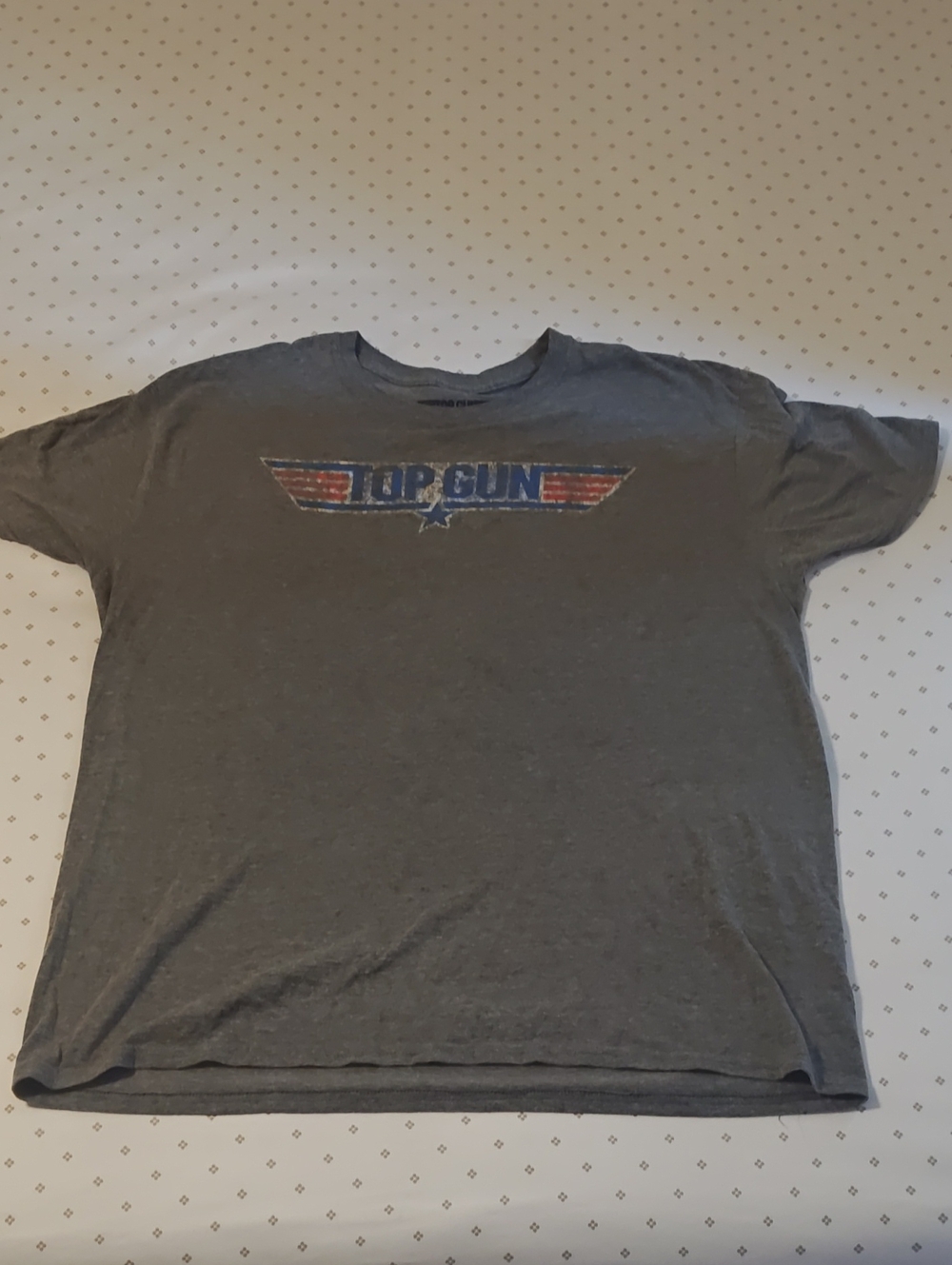 Ripple Junction Gray Top Gun Short Sleeve Tee with Red and Blue Logo